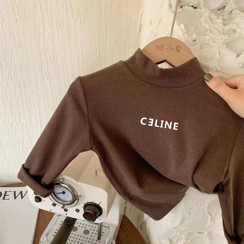 Picture of German velvet children's all-match high collar warm base shirt autumn and winter children's clothing fun cute children's long sleeve T-shirt top
