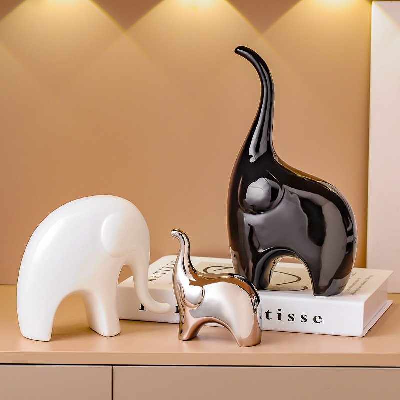 Elephant Ornaments Light Luxury High-end Living Room Wine Cabinet TV Sideboard Cabinet Office High-end Sense Niche Decoration