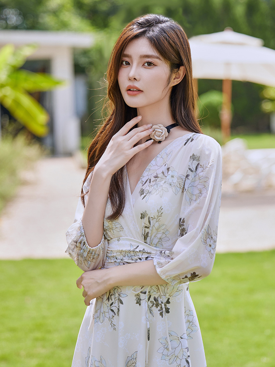 Summer beach vacation swimsuit women's new casual French style floral swimsuit skirt slimming women's swimming skirt