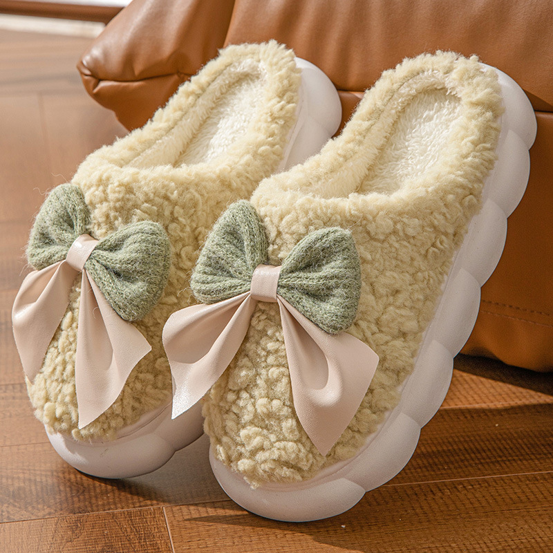 Warm Cotton Slippers New Home Cute Thick-Soled Women's Slippers Confinement 2025 Indoor Furry Autumn and Winter Warmth