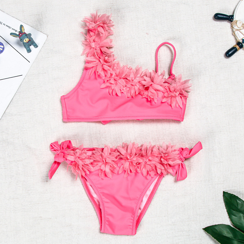 Cross-border New Children's Swimsuit Girl Two-piece Girl's Bikini Split Swimsuit Baby Girl's Pink Lace Swimsuit