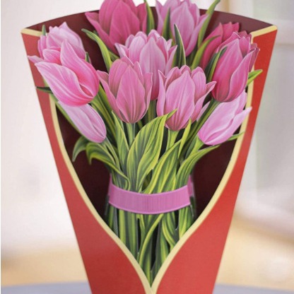 Picture of 3D Greeting Card Valentine's Day Mother's Day Paper Hand-Held Flowers Thank You Blessing Gift Manufacturer Wholesale Holiday Limited Edition