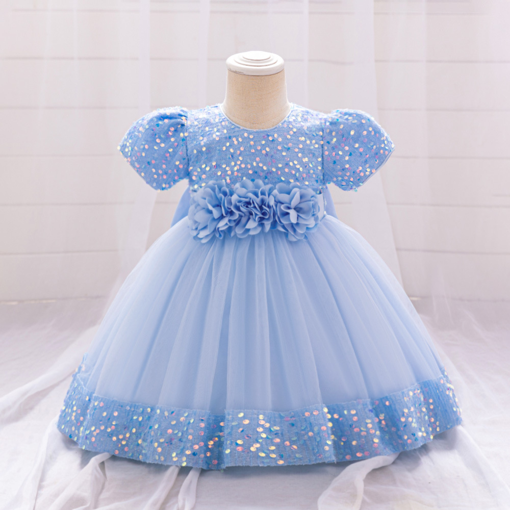Picture of Foreign Trade Cross-border New Children's Princess Dress Sequin Mesh Girls' Wedding Dress Host Performance Dress