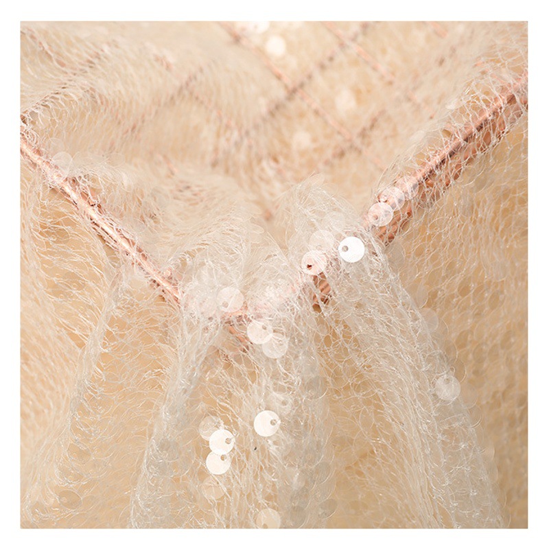 Factory Supply Transparent Gold Sequin Chip Fabric Evening Dress Party Dress Pants Skirt Ancient Clothing Cloth