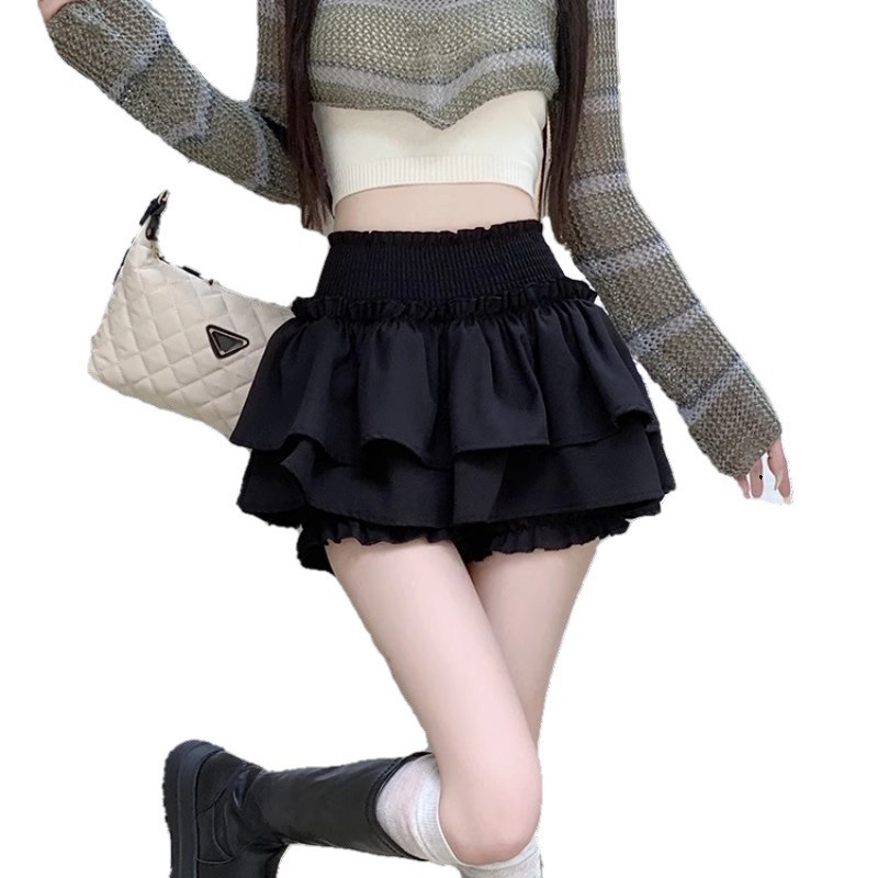 Picture of plus size Ballet Style Skirt Women's Spring and Summer New High Waist Slimming Petite Cake Skirt A- Line Shaggy Short Skirt