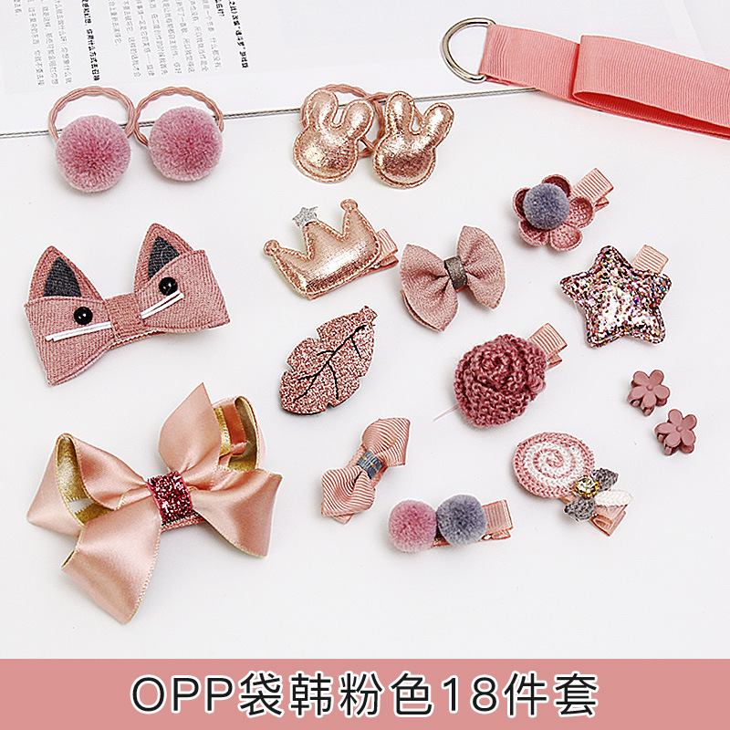 Picture of Korean Style Hair Accessories, Kidsren's Hairpins, 18-Piece Set, Girls' Hair Accessories, Baby Cute Hairbands, Girls' Hairpins, Baby Headbands