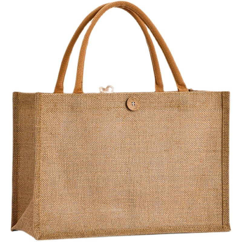Wuliang linen bag logo environmental protection jute shopping handbag diy transformation lunch box bag linen printed handbag