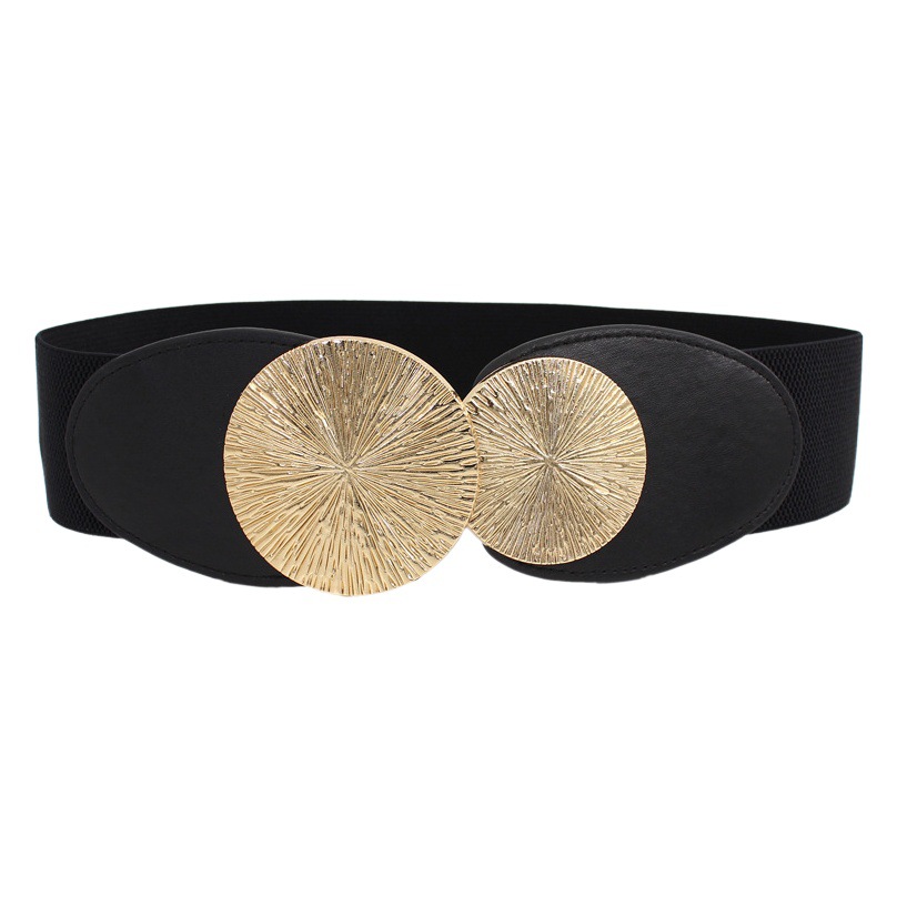 Women's Decorative dress Waist Coat Stretch Elastic Tight Wide Waist Seal European and American Round Buckle Belt Three Sizes