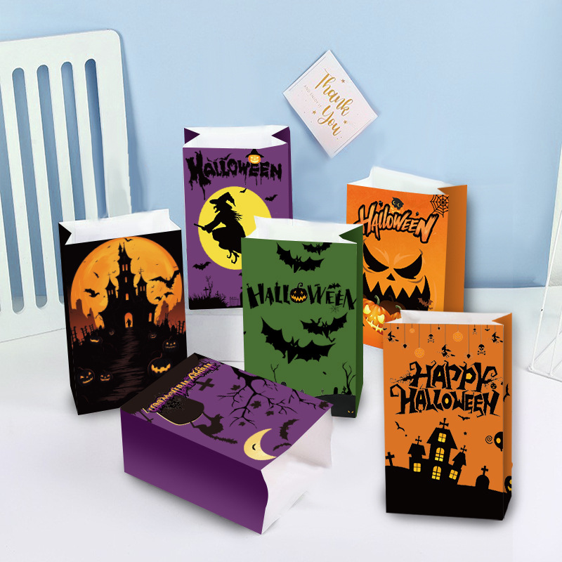 New Halloween Kraft Paper Gift Bag Pumpkin Head Hand Bag Holiday Party Gift Wrapping Paper Bag