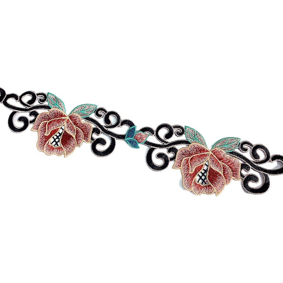 New Chinese-style Lace Sticker Beauty Peony Flower Clothing All-match Embroidery Fine Thread Machine Embroidered Flower Barcode Lace
