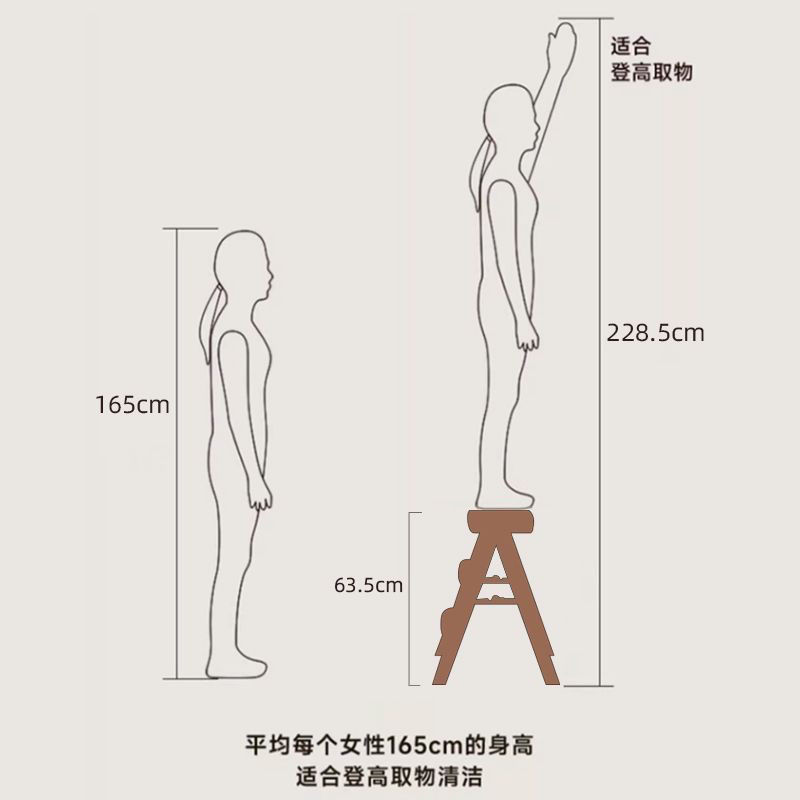 Picture of Multifunctional 3 Step Ladder for Home Storage Dual-purpose Ladder Folding Stool Human Ladder Portable Chair