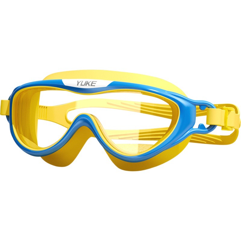 Yuke Children's Swimming Goggles Waterproof and Anti-Fog High-Definition Goggles for Boys and Girls Transparent Large Frame Professional Swimming Training Glasses