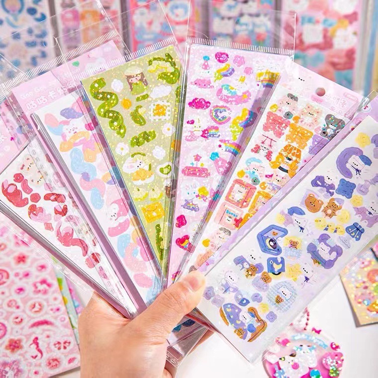 Picture of 100 non-repeated goo card stickers laser stickers student DIY cute girl hand account free with new wholesale