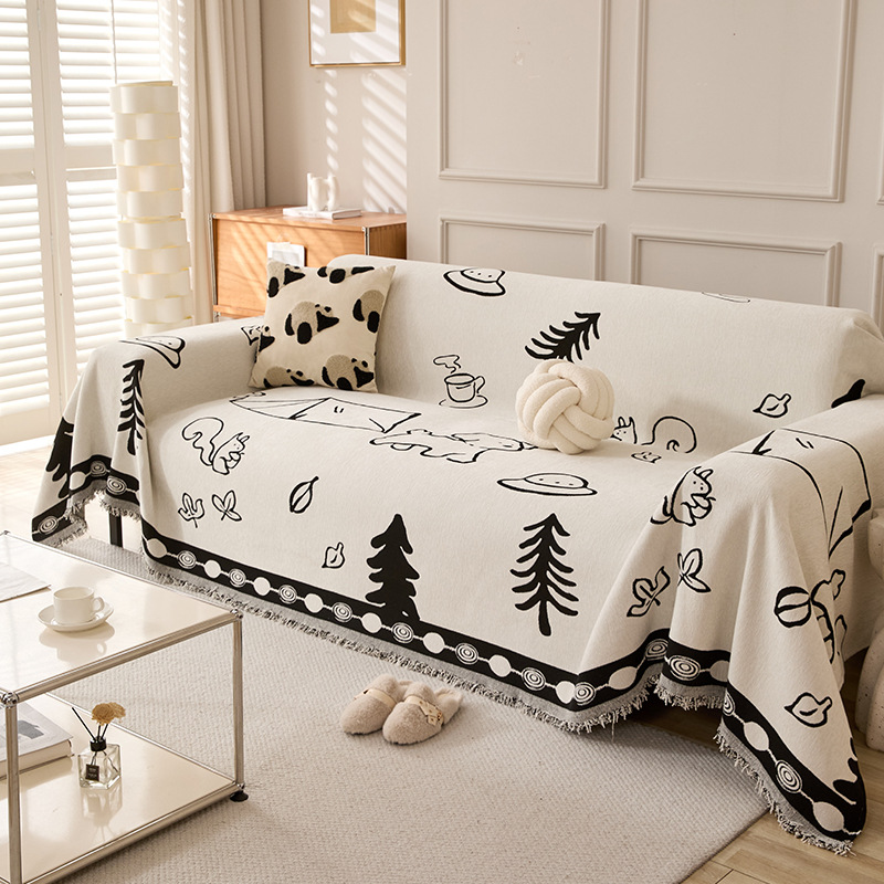 Cartoon Chenille Four Seasons Universal Sofa Towel Sofa Cover Cloth Modern Simple Cross-border Sofa Cover Sofa Cover Towel