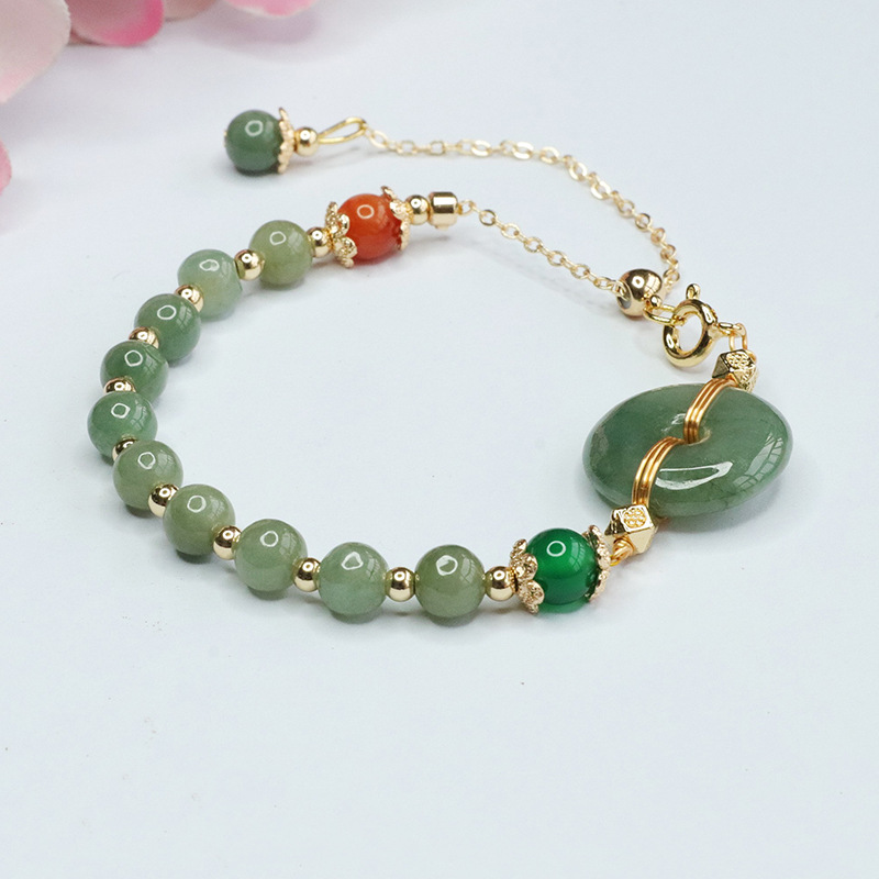 Picture of As Yu natural Burmese jadeite oil green peace buckle bracelet jade bracelet wholesale live generation FC3103008