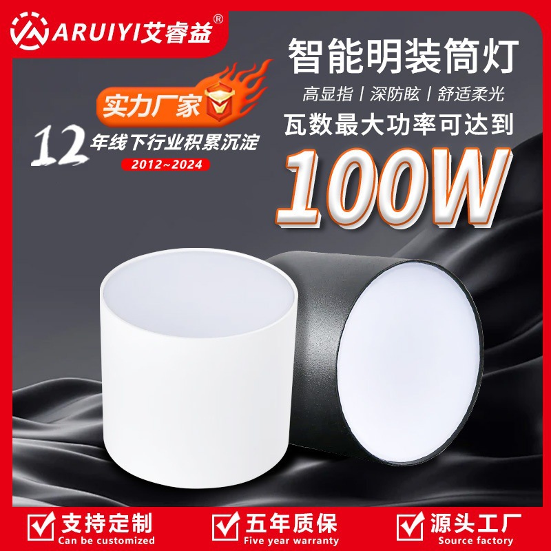 Led open-mounted downlight high-power spotlight 100W80W high-speed rail airport COB non-opening ceiling downlight
