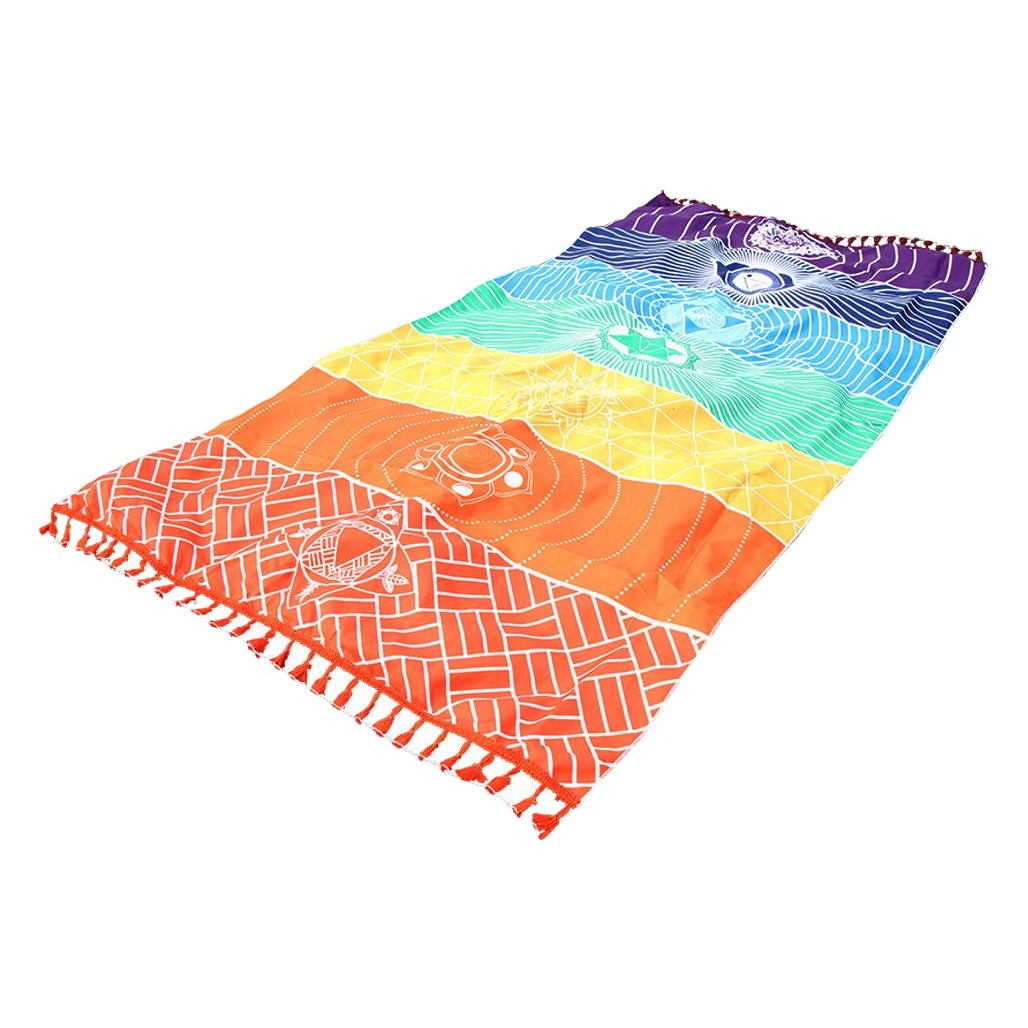 Rainbow Beach Towel Ins Style Microfiber Colorful Tassel Chakra Printed Decorative Towel Cross-border Explosions