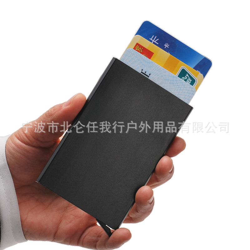 Automatic Pop-Up Credit Card Box, Business Card Box, Metal Aluminum Card Holder, Anti-Theft Brush, Anti-Magnetic Rfid Card Holder