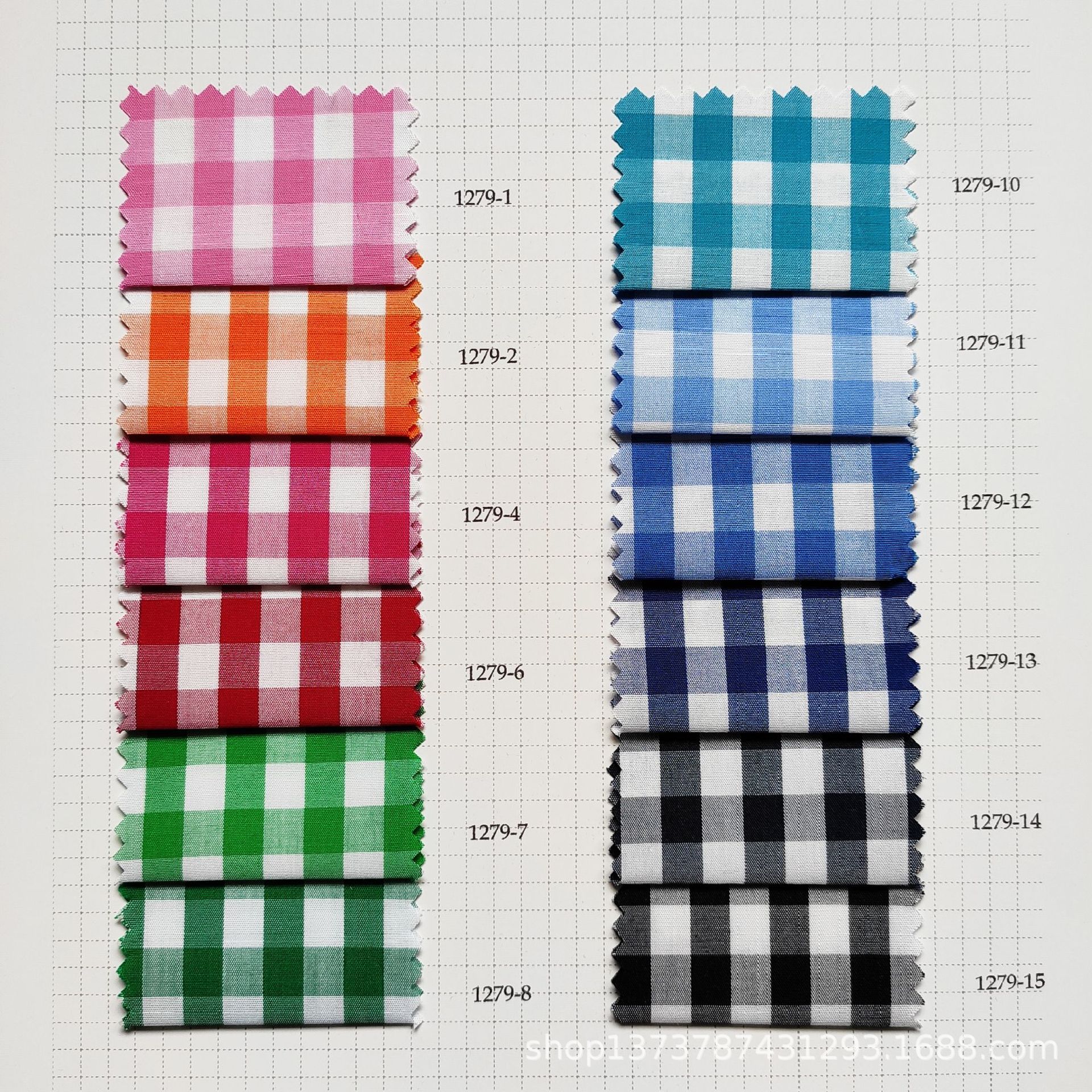 Spot supply 50 cotton plaid shirt fabric yarn-dyed large plaid casual clothing fabric