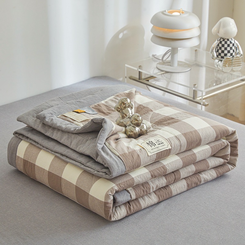Picture of Class A Maternal and Infant Grade Xinjiang Cotton Summer Quilt Non-printed Wind-washed Cotton Summer Cool Quilt Plaid Air-conditioning Quilt Summer Thin Quilt