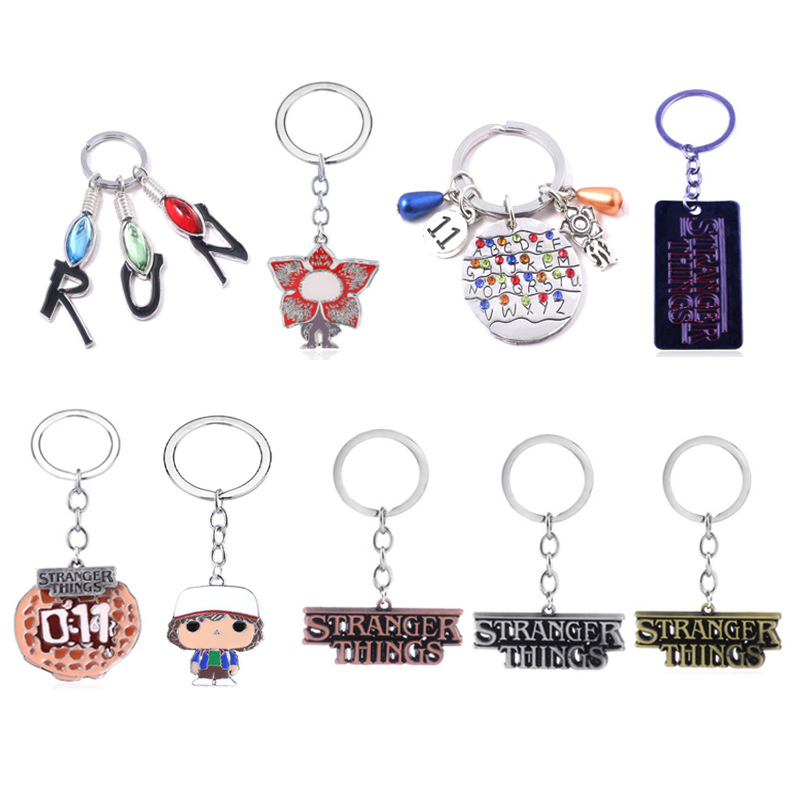 Strange Things Around European and American Film and Television 26 Letter Waffle Keychain Alloy Pendant Cross Border