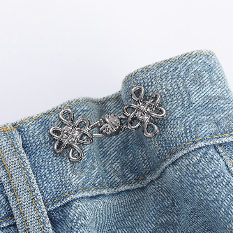 Picture of Chinese Knot Waist Buckle Pair Buckle Flat Bottom Removable Nail-free Seam-free Button Girl's Trouser Skirt Waist Size Change Artifact