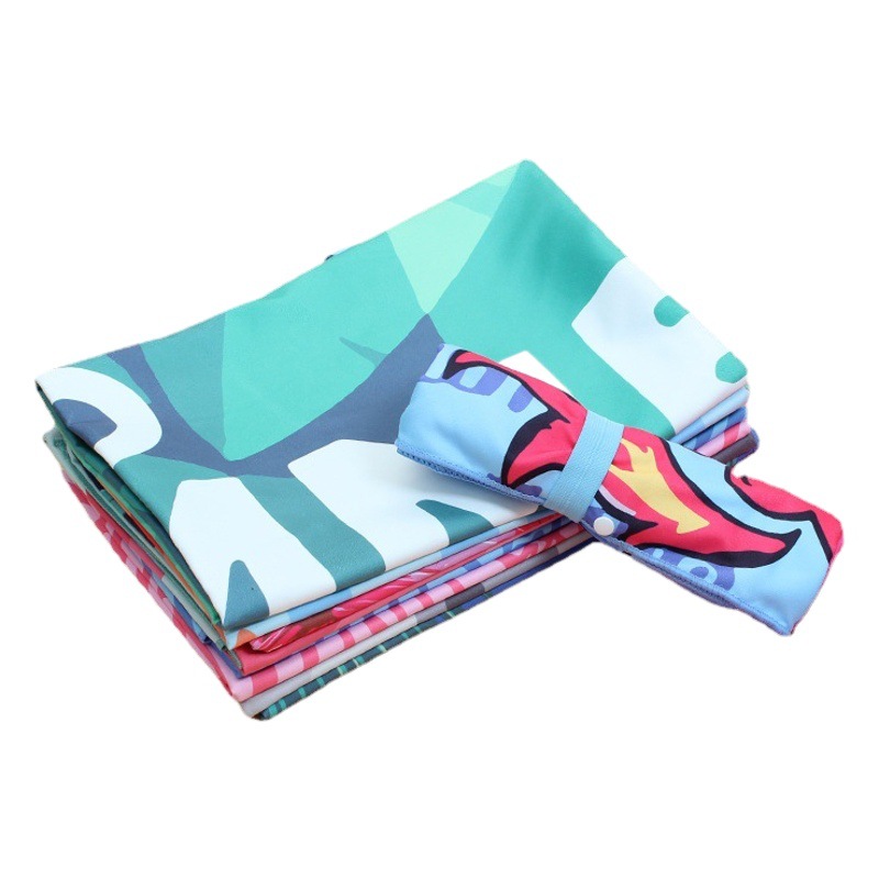Double-sided velvet quick-drying bath towel with straps can store Independent snap shawl factory in stock digital printing beach towel