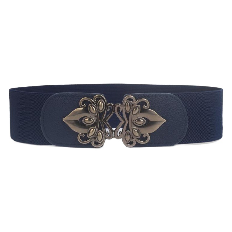 Retro Fashion Alloy Women's Elastic Wide Girdle with Skirt Easiest for Match Belt Women's Elastic Wide Belt Decoration Wholesale