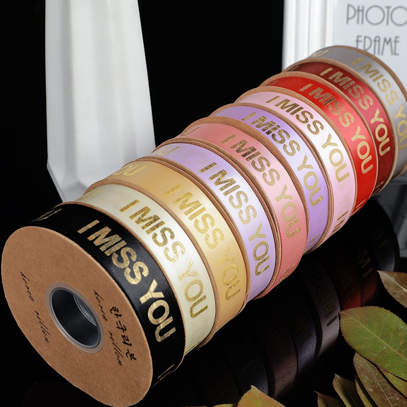 Flower Packaging Ribbon Bronzing Letters Black Ribbon Rose Bouquet Ribbon Floral Gift Cake Flower Package Material