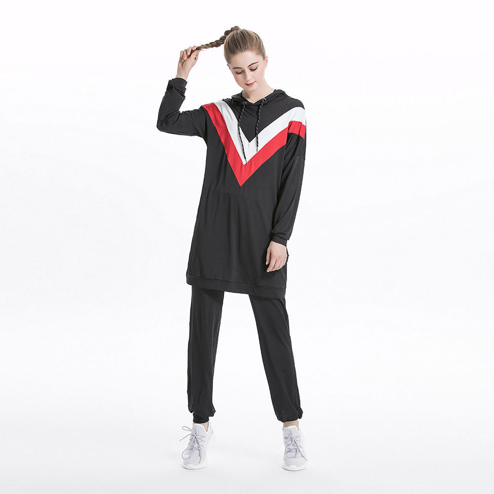 Picture of Autumn and Winter New Middle Eastern Arab Hui Sports and Leisure Color Matching Hooded Sports Sweatshirt Suit Y015