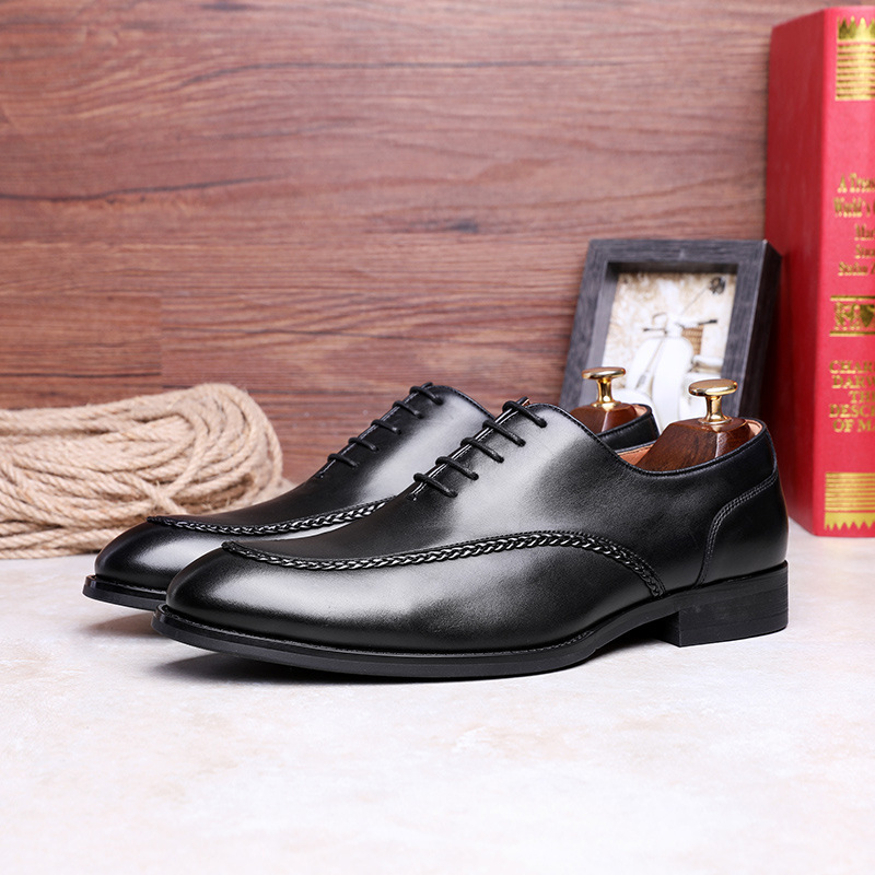 Plus Size Men's Shoes, First Layer Cowhide Rubber Composite Sole Lace-Up Shoes, Elegant Men's Business Formal Shoes, Men's Shoes