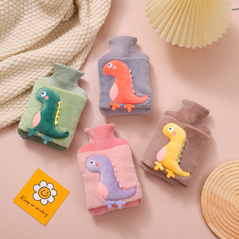 Picture of Cartoon Pvc Hot Water Bottle Filled with Water, Thickeneded Explosion-Proof Ring, Warm Hand Treasure, Removable and Washable Baby Warmer, Wholesale Dinosaur
