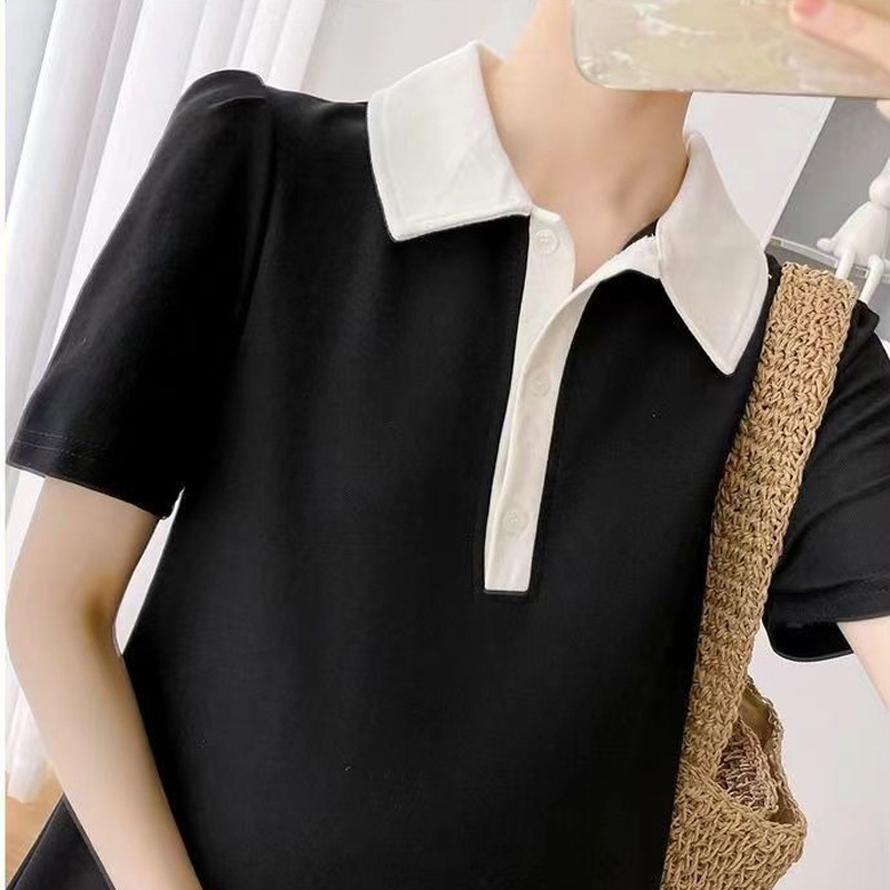 Picture of Maternity Dress for Spring and Summer, Trendy Internet Celebrity Style, Fashionable Long Dress for Pregnant Mothers, Stylish Polo Collar T-Shirt Dress