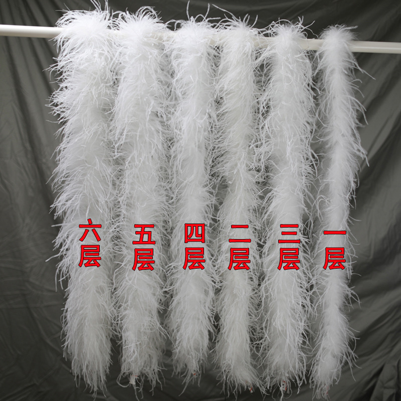 in stock 5-layer ostrich wool strip encryption thickened feather wool strip catwalk performance clothing decoration ostrich feather strip