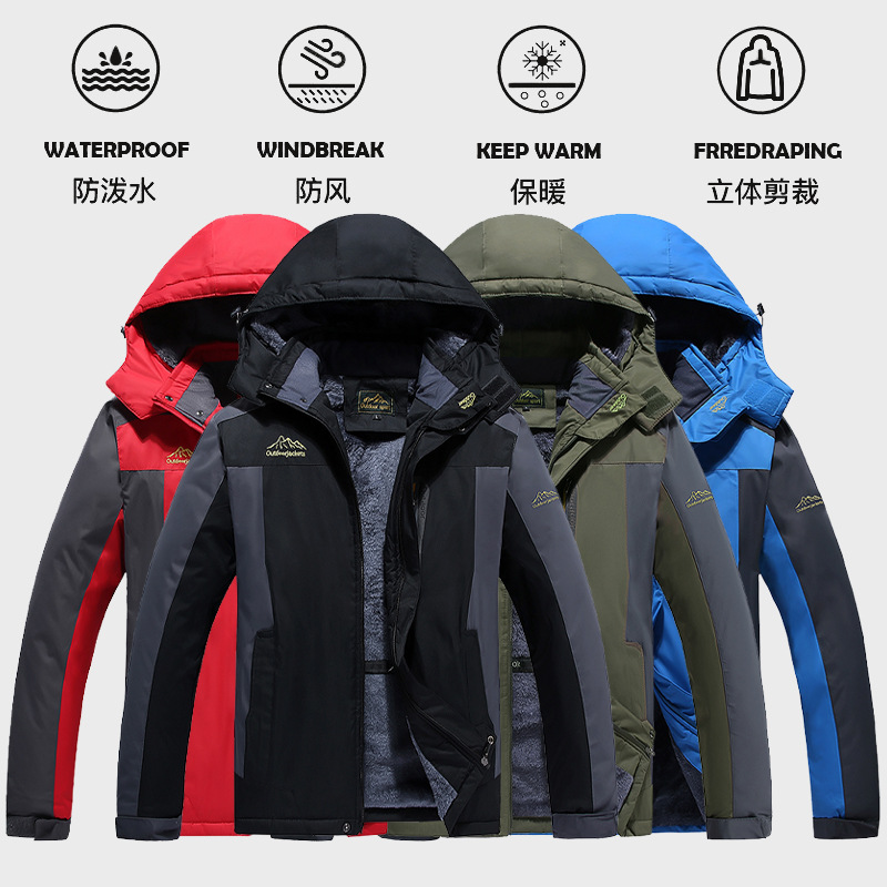 Winter Outdoor Windproof Jacket Dad's Large Size Outwear Removable Liner Cotton Outwear Grandpa Warm Cotton Outwear Export