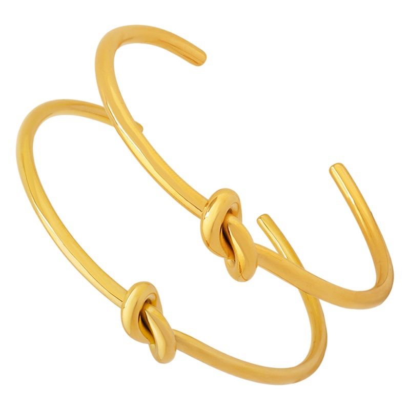 European and American temperament personality fashion thickness opening size knotted bracelet opening bracelet titanium steel girls do not fade
