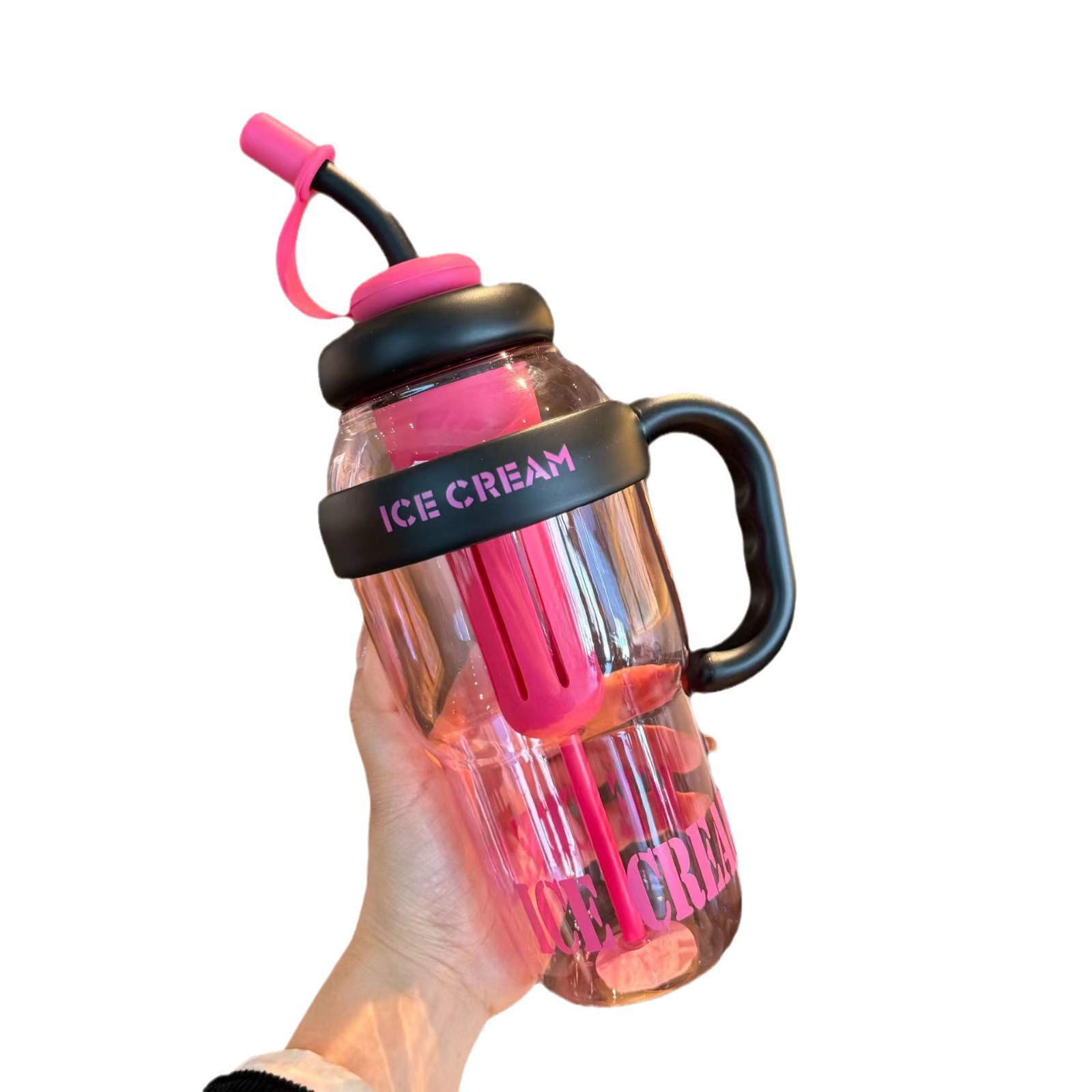 Picture of Net red belly cup high color value large capacity handle cup summer ice cup plastic straw cup 2025 new