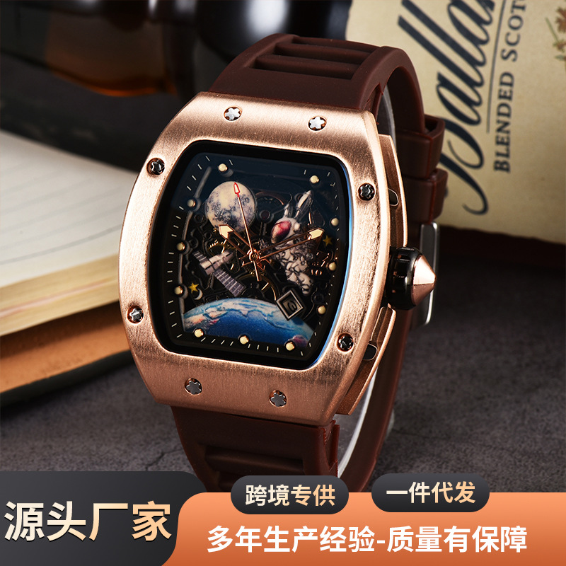 Picture of Factory wholesale foreign trade new barrel-shaped space astronaut luminous hollow tourbillon fashion men's wrist watch