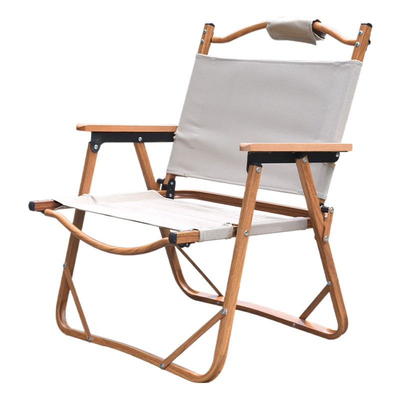 Picture of Kermit Outdoor Folding Chair Portable Aluminum Alloy Camping Chair Beach Chair Wood Grain Chair Camping Chair Export Model