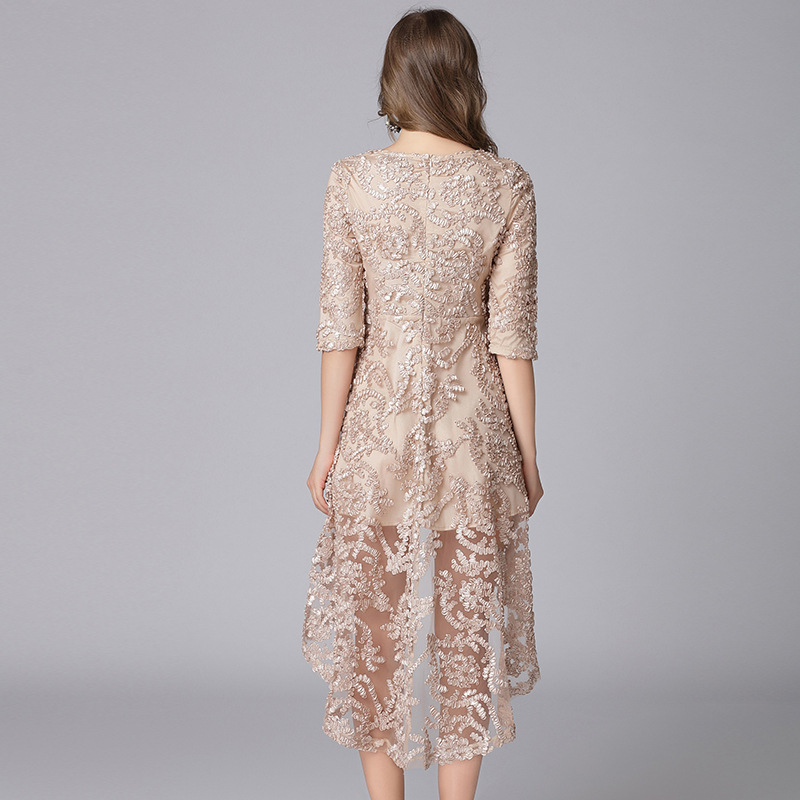 Picture of Large size evening dress lace dress 2022 Spring and Autumn New socialite lace irregular long 200kg