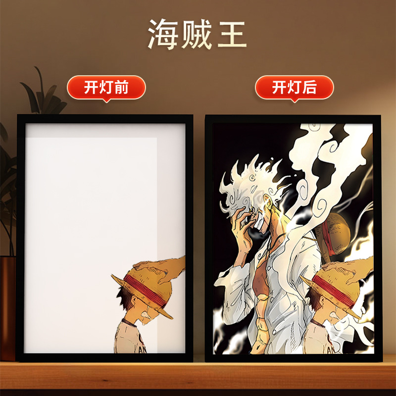 Picture of Carefully Selected One Piece - Luffy Light Painting Zoro Atmosphere Luminous Decorative Painting DIY Animation Creative Desktop Table
