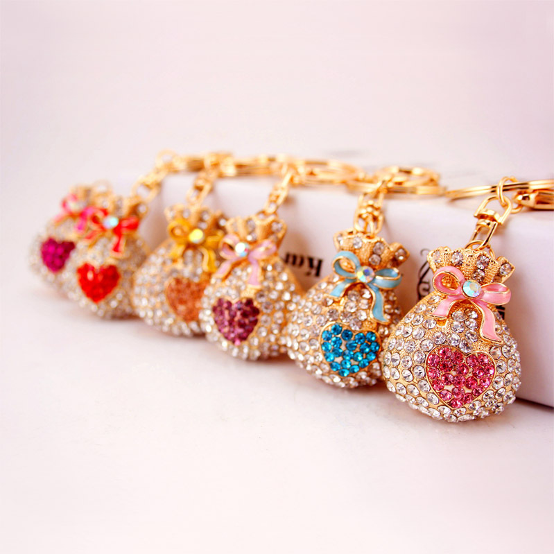 Diamond Crystal Fortune Bag Money Bag Keychain Girl Bag Hanging Car Pendant Creative Gift Girlfriend 093