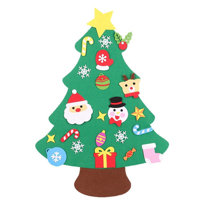 [Felt Christmas Tree] Children's Educational Christmas Decoration Pendant with Velcro for DIY Assembly