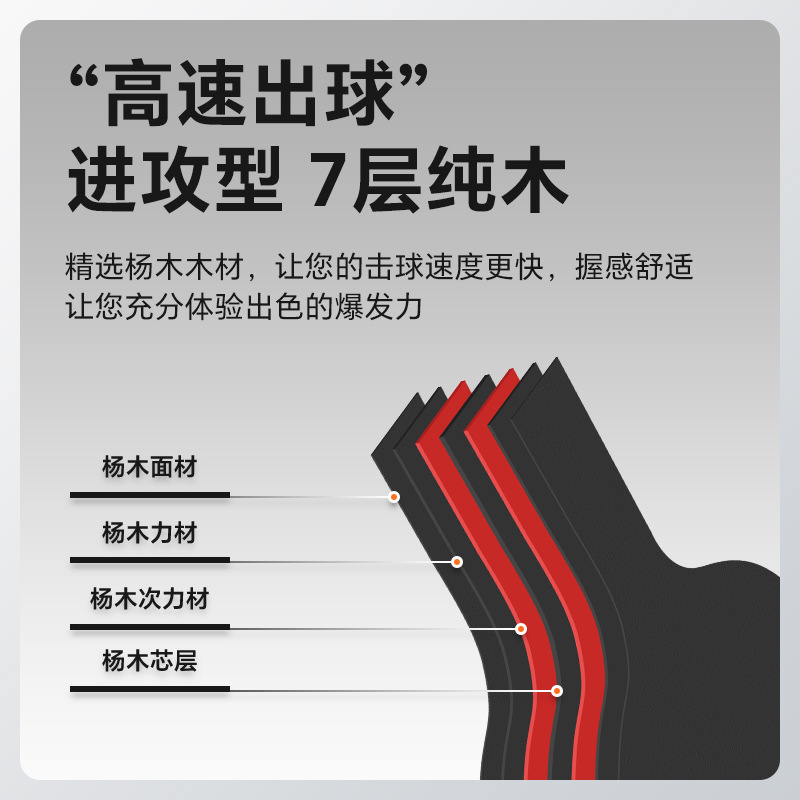 Picture of Fighting table tennis racket A11 six-star student training two-beat pure wood table tennis racket suit cross-border table tennis racket