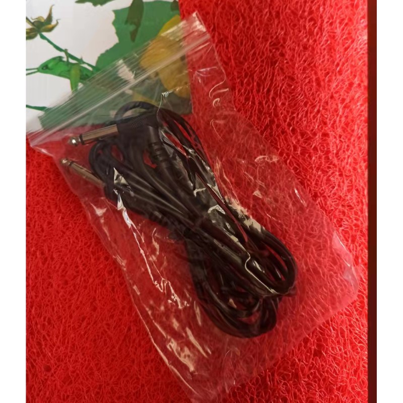 Picture of Black Folk Electric Guitar Audio Speaker Cable Bass Popular Noise Reduction Transmission Line 6.5 Straight Elbow