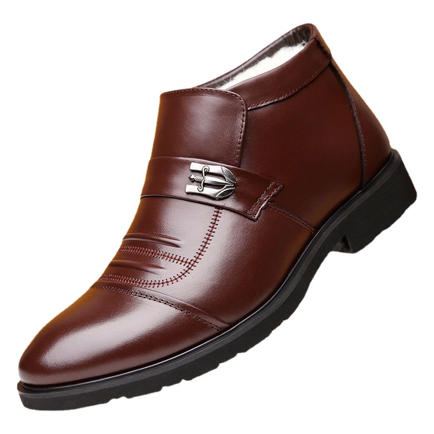2020 Solid Color Flat High-Top Winter Casual Slip-On Round Toe Men's Black Warm Martin Boots Thickened for Warmth