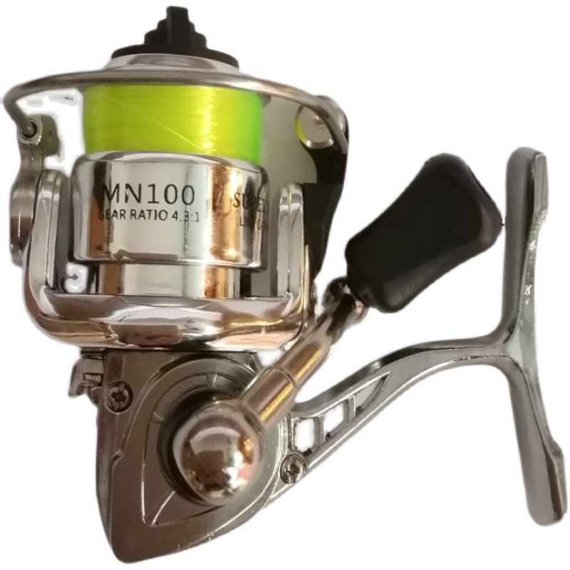Picture of Factory wholesale fishing line wheel hand-cranked mini 100 type metal body ultra small spinning wheel regular feet fishing rod