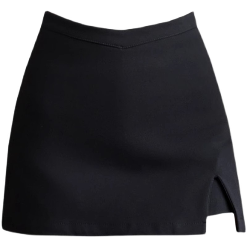 Slit Hip Skirt Skirt for Women Spring and Summer 2025 New High-Waist Slimming Look Asymmetrical Black A-Line Short Skirt Pants