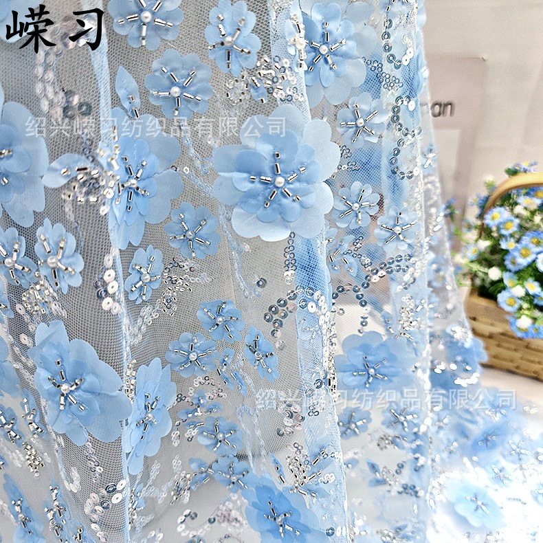 Hot Selling Handmade Ordered Bead Mesh Embroidery Bead Tube Embroidery Fabric Children's Wear dress Stage Clothes Embroidered Fabric