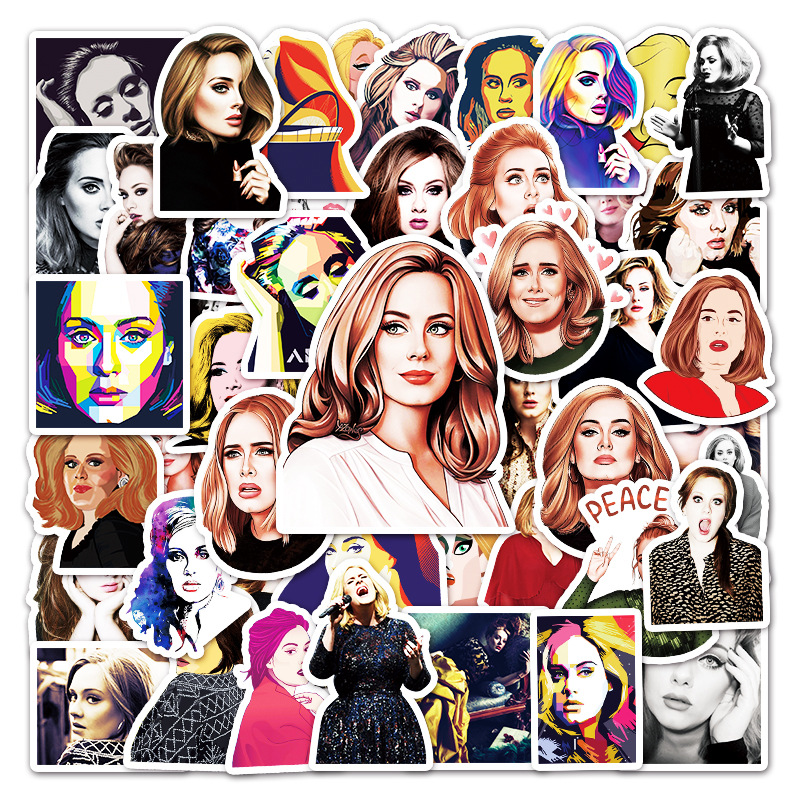 Picture of 50 sheets Actress Adele Star Graffiti Laptop Luggage Car Scooter Guitar Decorative Stickers